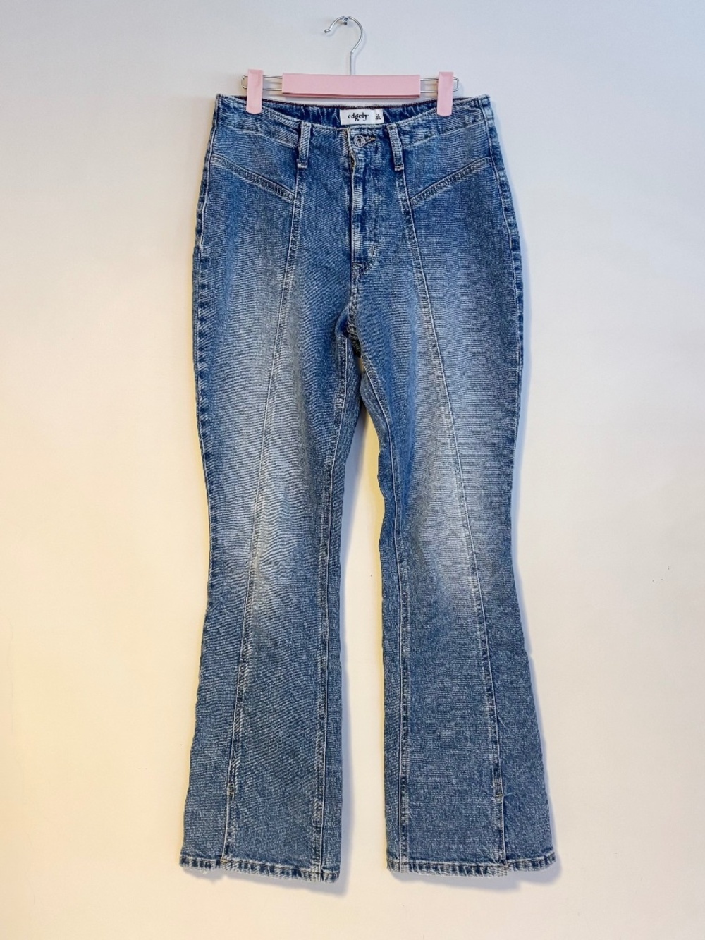 Edgely High Rise Flare Front Seam Jeans Light Wash Blue Womens Size 10